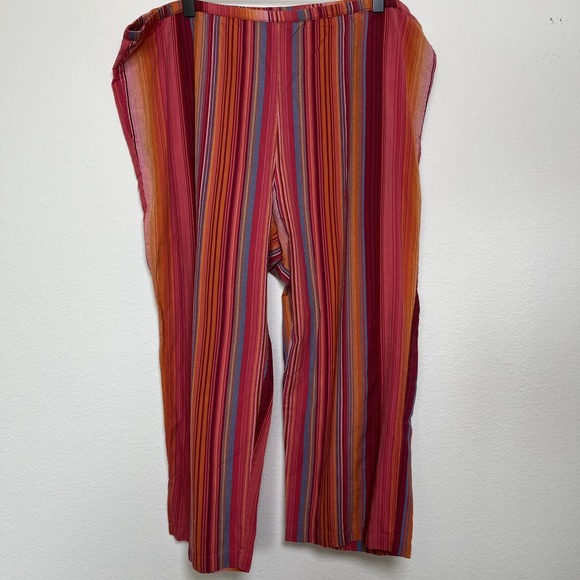 Phool Women Capri Pants Large Multicolor Stripe Pull On Ankle Resort Lagenlook - Picture 1 of 7